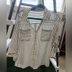 Express Striped Portofino Shirt in White and Black